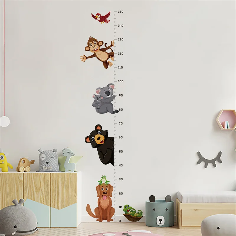 Cartoon Height Measure Wall Sticker For Kids Rooms Child Growth Ruler Stickers Gauge Growth Chart School Decals Nursery Bedroom