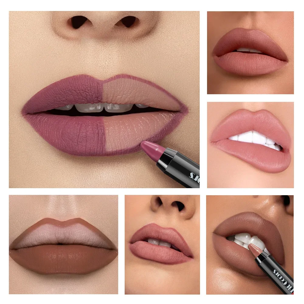 Sexy Red Waterproof Long-Lasting Lipstick Pencil Set Velvet Matte Non-Stick Cup Makeup Lip Tint Pen Cosmetic Lipsticks