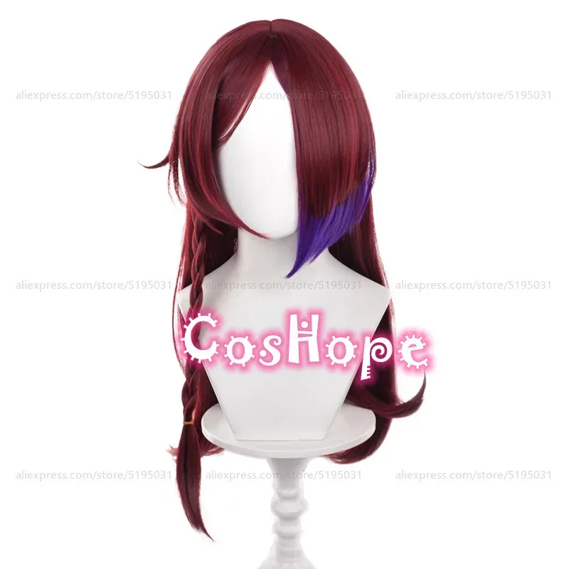 

Chasca 65 см длинный предварительно плетеный винно-красный парик с градиентом аниме косплей термостойкие синтетические парики