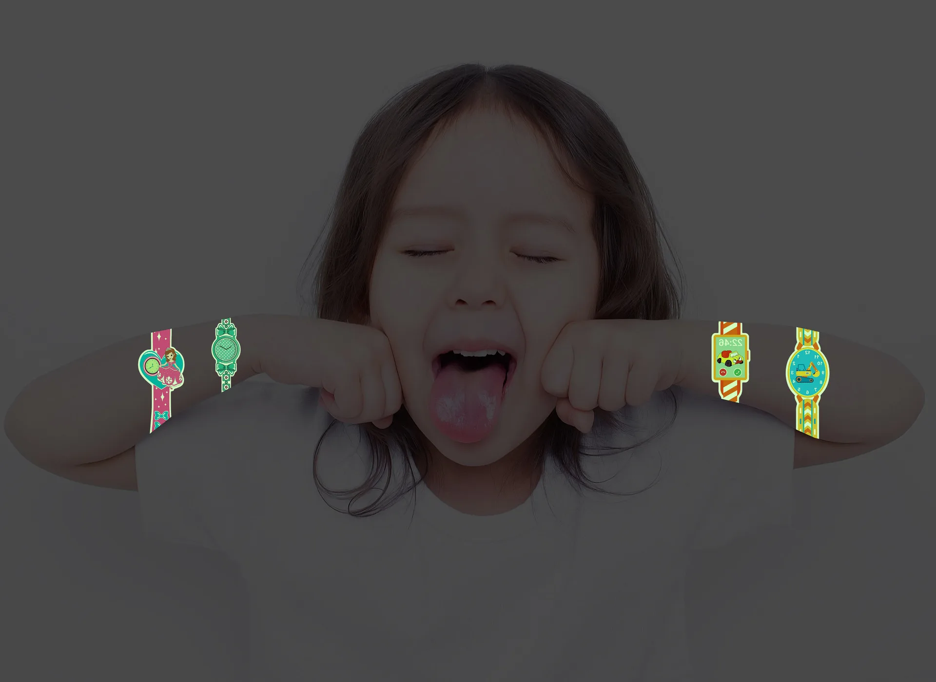 10 stücke kinder Leuchtende Tattoo Aufkleber Lustige Kreative Nette Einhorn Dinosaurier Cartoon Leuchtende Uhr Temporäre Tattoo Aufkleber