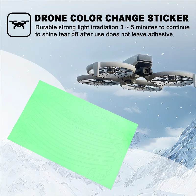 A003 pegatinas luminosas coloridas para DJI Flip pegatinas luminosas de advertencia de vuelo nocturno impermeables pegatina de cambio de Color para Dron