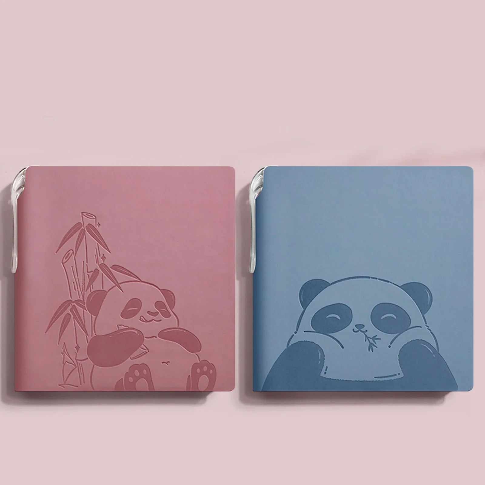 Imagem -03 - Cute Panda Portátil Bolso Linha Horizontal Diário Quadrado Notebook pu Cover Encadernação de Rosca Artigos de Papelaria 100 Folhas Pcs