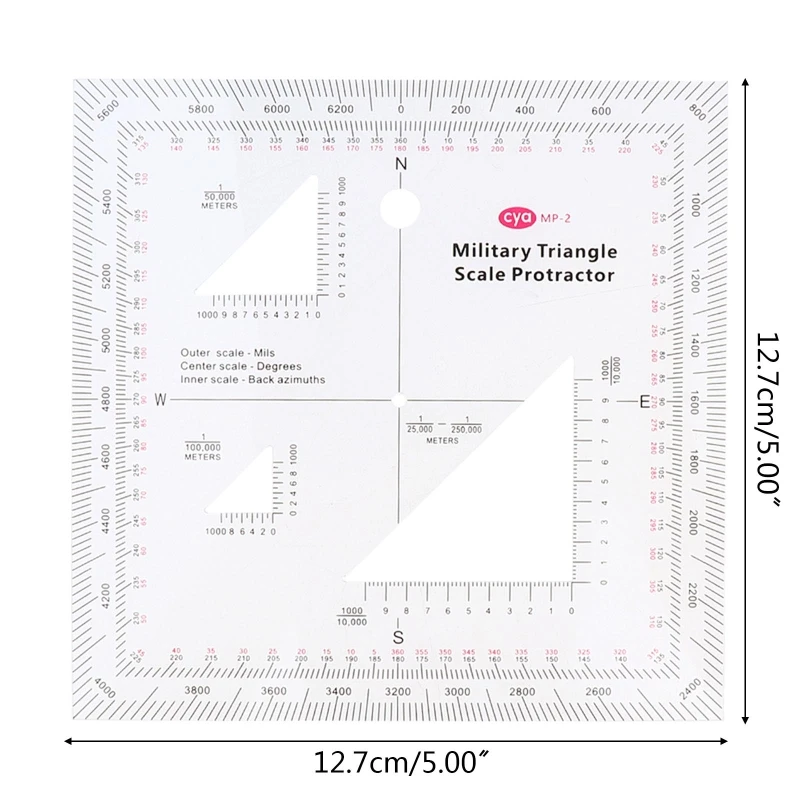 MGRS-Koordinatengitter-Lesegerät Militärstil, Winkelmesser, Koordinatenmaßstab, Kartenlesung, Landnavigation, metrische 12,7