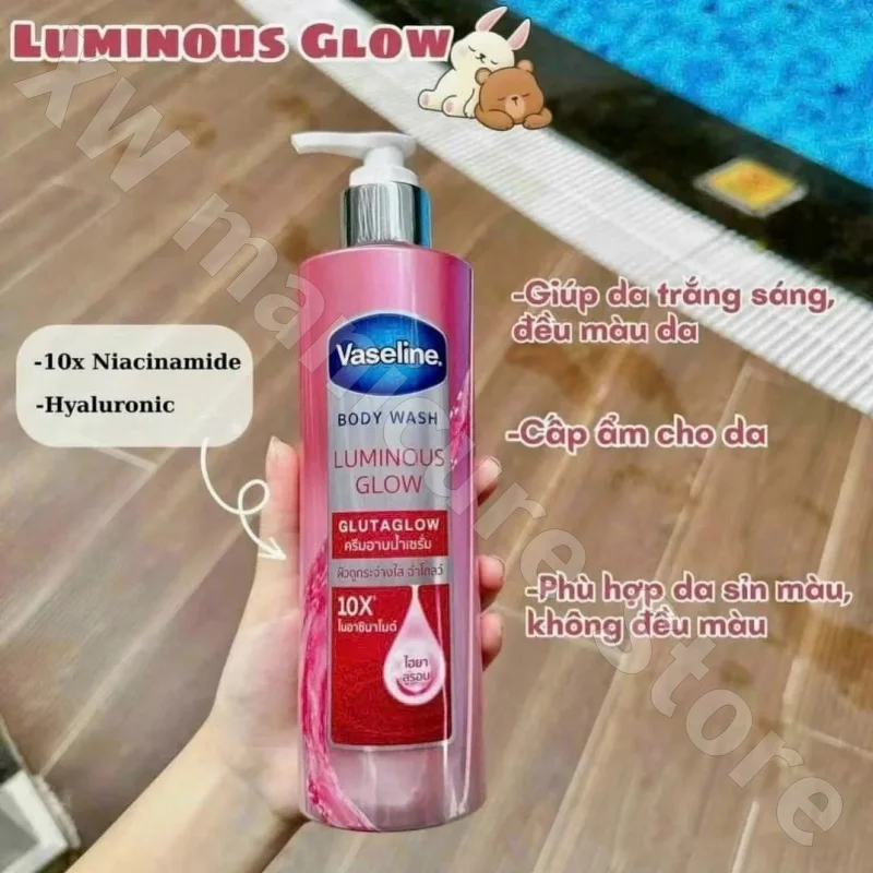 425ml Vaseline Shower Gel 10x Glutamic Acid Moisturizing Smooth Delicate Brightening Skin Shower Gel Improve Skin Dehydration