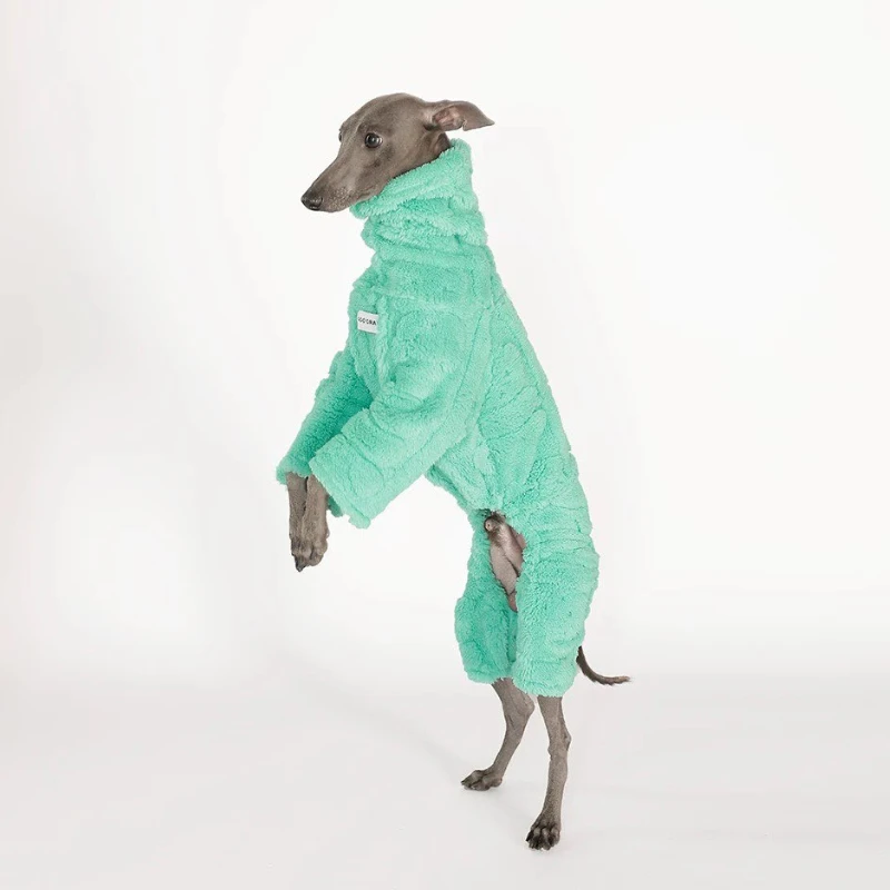

Winter Jacket Jumpsuit For Little Greyhound Fleece Velvet Green Sweatshirt for Poodle Dogs 4-legged Warm Fleece Pet Products