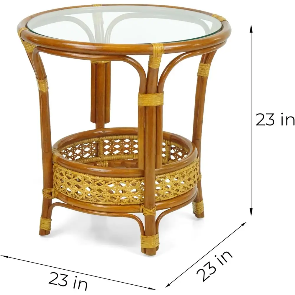 Eco-friendly Rattan Wicker Coffee Table with Glass Top, Handcrafted in Colonial Style