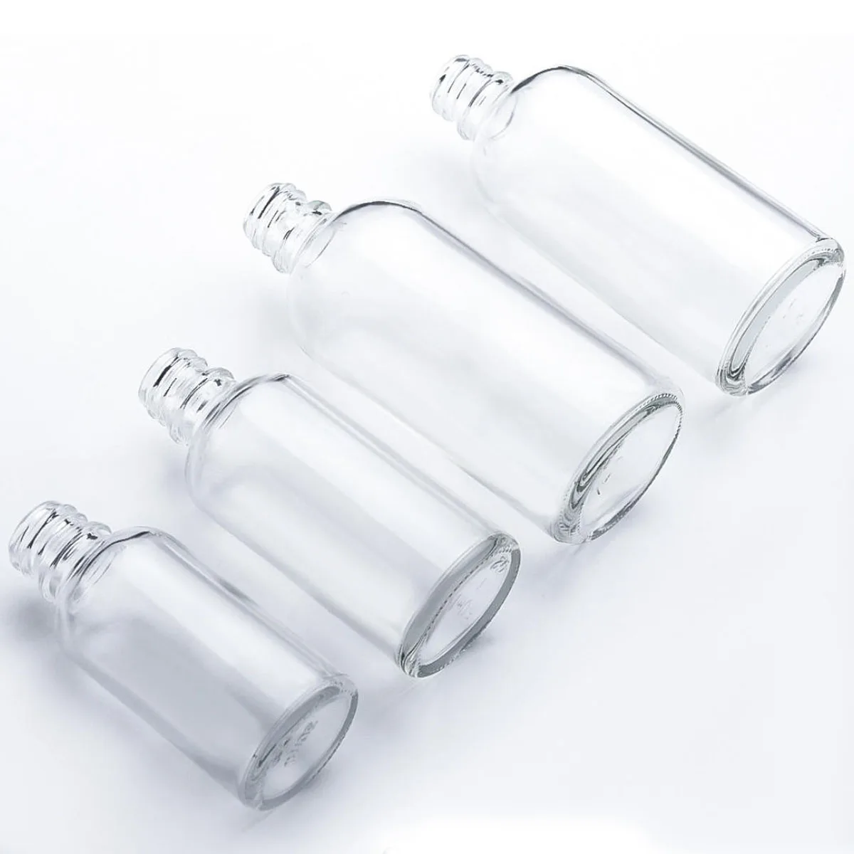 5/10/15/20/30/50/100ml Clear  Dram Glass Bottle with Screw Cone Caps with Cone liner polycone Black / White cap