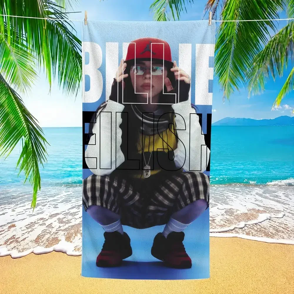 Popular Singer B-Billie E-Eilish-S Towel Microfiber Thin Lightweight Absorbent Quick Dry For Beach Swimming Bath Sports Travel