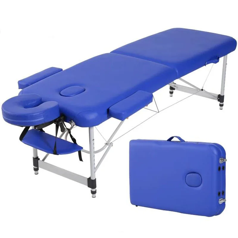 185*60cm Aluminum Alloy Folding Massage Bed with Carrying Case Spa Beauty Massage Tables Salon Furniture Height Adjustable