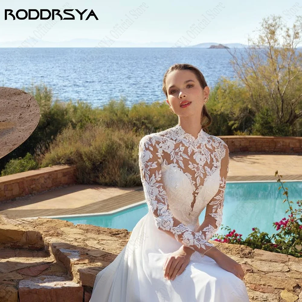 RODRSY Vestidos de Noiva Clássicos Para Mulher Mangas Longas Ilusão Vestidos DeRODDRSY Clássicos Vestidos De Casamento Para Mulher Mangas Compridas Ilusão Vestidos De Noiva Chiffon A-Line Applique vestido de noiva 2024