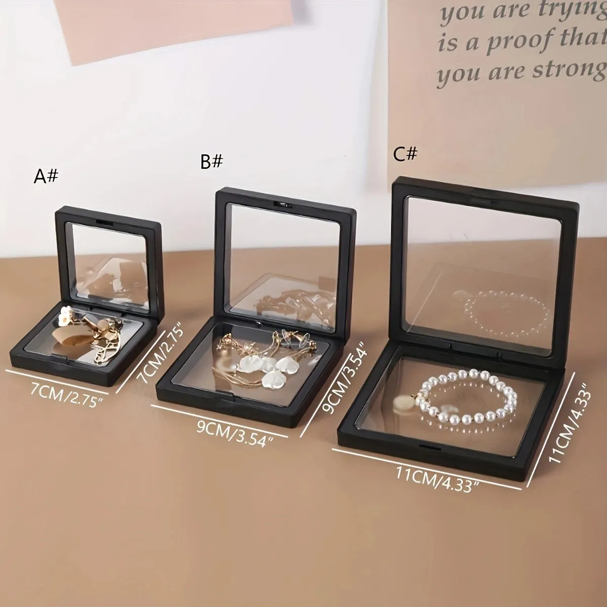 

10pcs,Floating display box with base, transparent film display box, challenge coins, specimens, jewelry display and storage