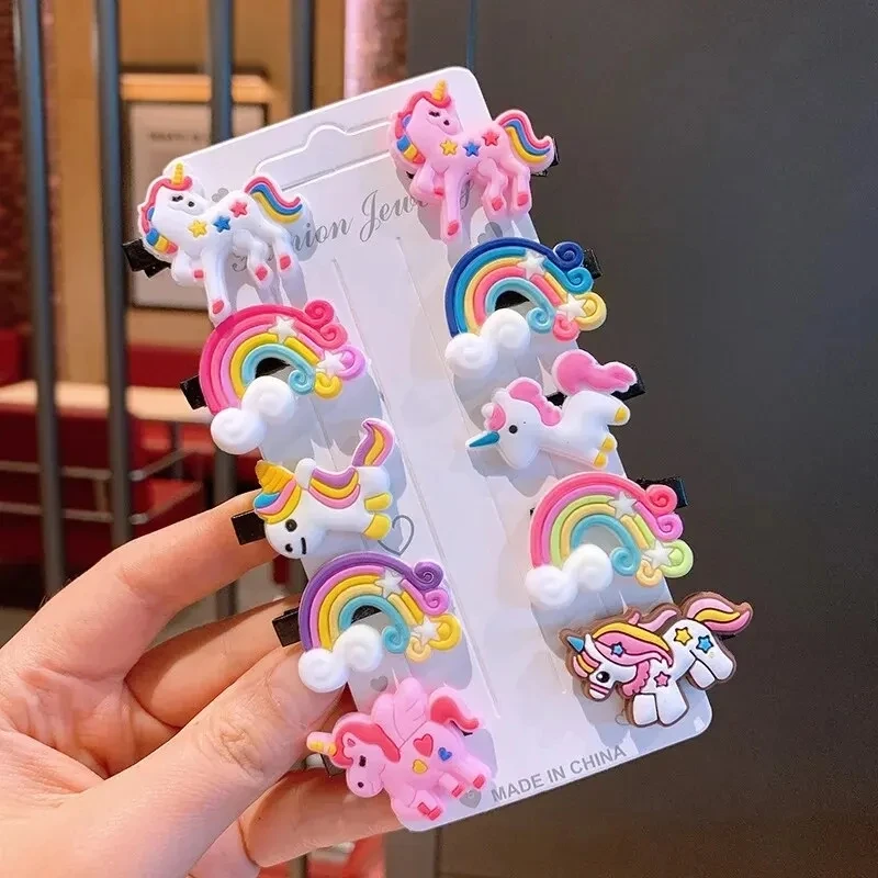 10PCS/Set Girls Cute Cartoon Ice Cream Unicorn Hair Clips Kids Lovely Fruits Hairpins Fashion Sweet Barrettes Hair Accessories