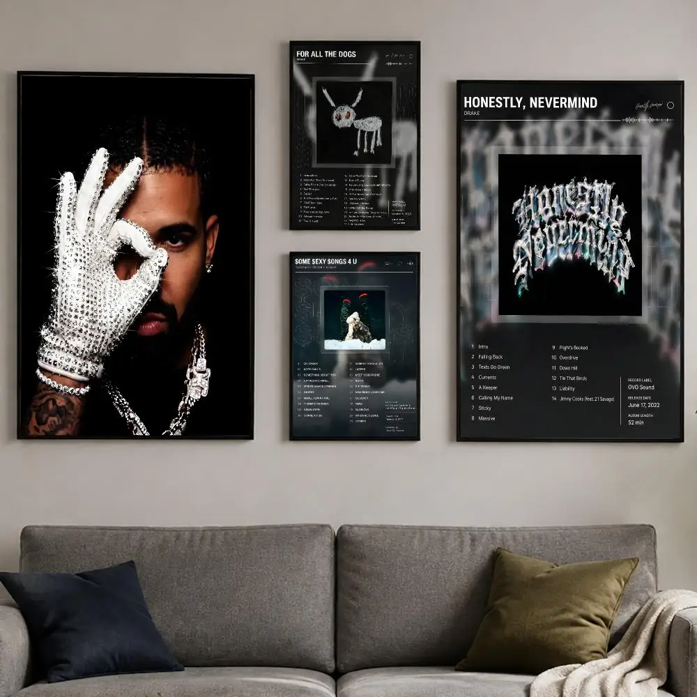 Rapper D-Drake Poster PP Self-Adhesive Wall Sticker Bedroom Gaming Cafe/Bar Vintage Aesthetic Decor Ideal Gift