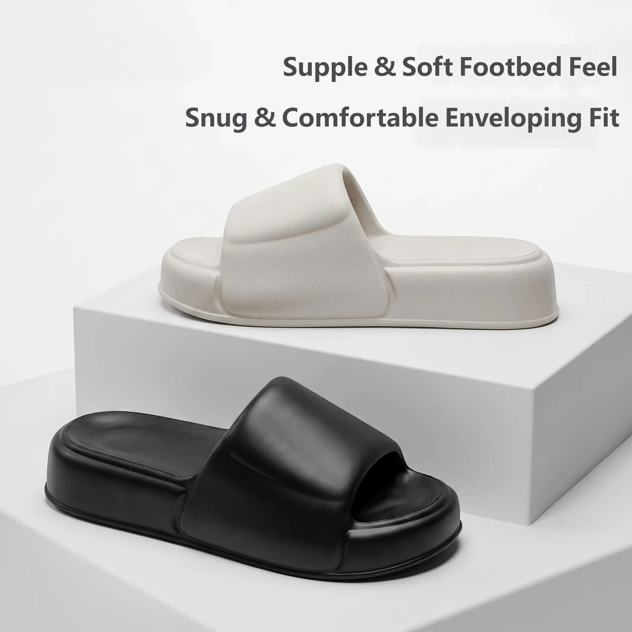 Women Fashion Bread‑Style Cloud Slides EVA Thick Platform Slippers Soft Enveloping Fit Indoor Outdoor Casual Sandals
