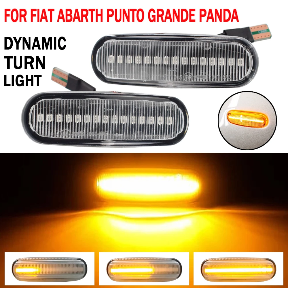 2x NEW Dynamic LED Turn Signal Side Marker Light Repeater Lamp For Fiat Panda 169 Grande Punto Inkl Evo Doblo Fiorino Linea Idea view 5