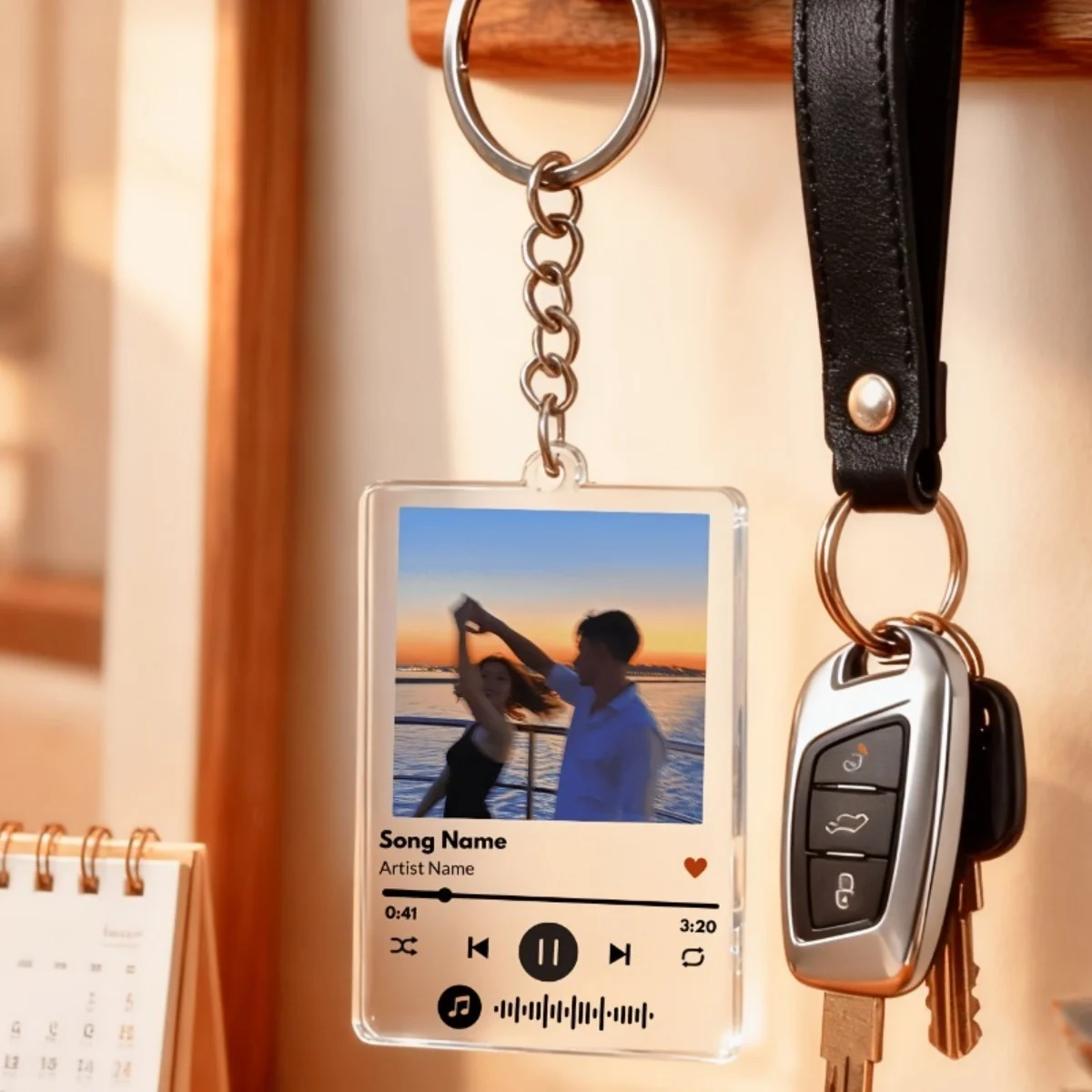 A Personalized Photo/Song Title Keychain—a Unique Accessory Perfect for Couples, Friends, Weddings, and Anniversaries.