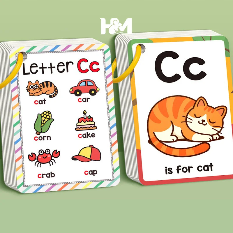 156 Words A-Z Learning Cards with Pictures, 27 English Word Cards, Educational Cognitive Games