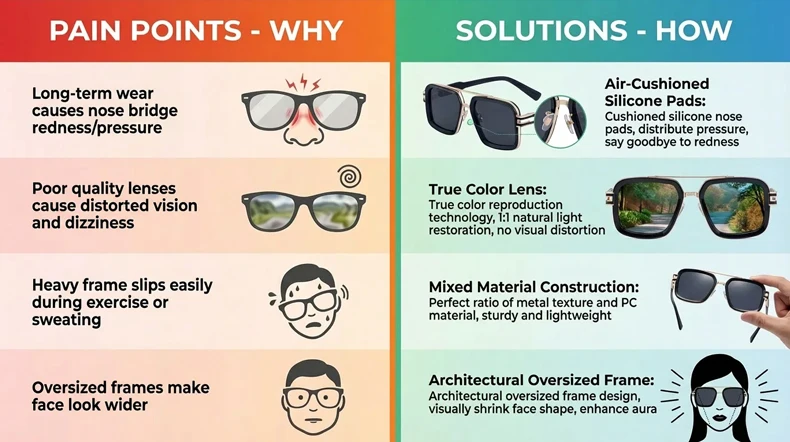 Übergroße Steampunk Quadratische Sonnenbrille für Herren, Luxusmarke 2026, Vintage Outdoor-Fahrsonnenbrille, Trendige Doppelbrücken-Sonnenbrille – Detail 3