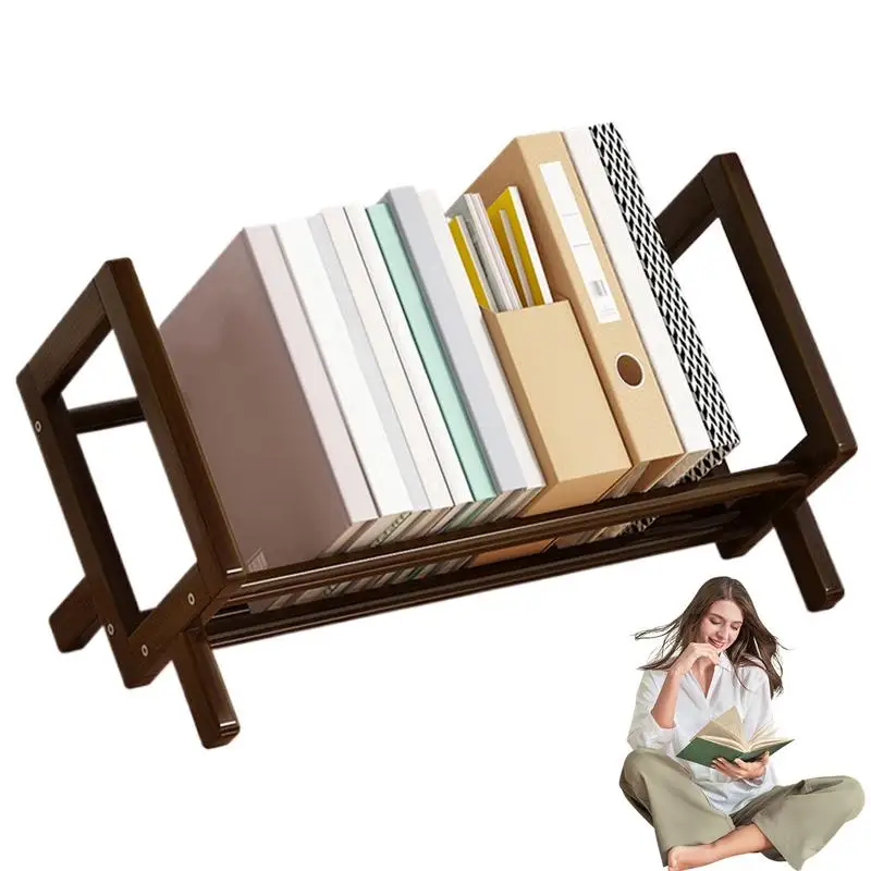 Desktop Bookshelf Small Countertop Bookcase Desktop Book Holder Organizer Tabletop Book Storage Rack Tilting Bookcase For Books