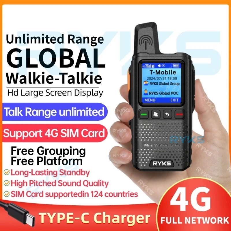 

4G full band two way radio MINI Sim card global-intercom phone outdoor Ham walkie talkie long range 5000km pair