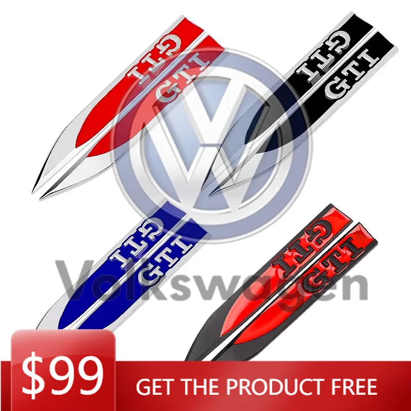 

2026 Hot For VOLKSWAGEN VW Metal Sticker GTI Fender Side Emblem for VW Golf 2 3 4 5 6 7 GTI MK2 MK3 MK4 MK5 MK6 MK7 MK8 Fender