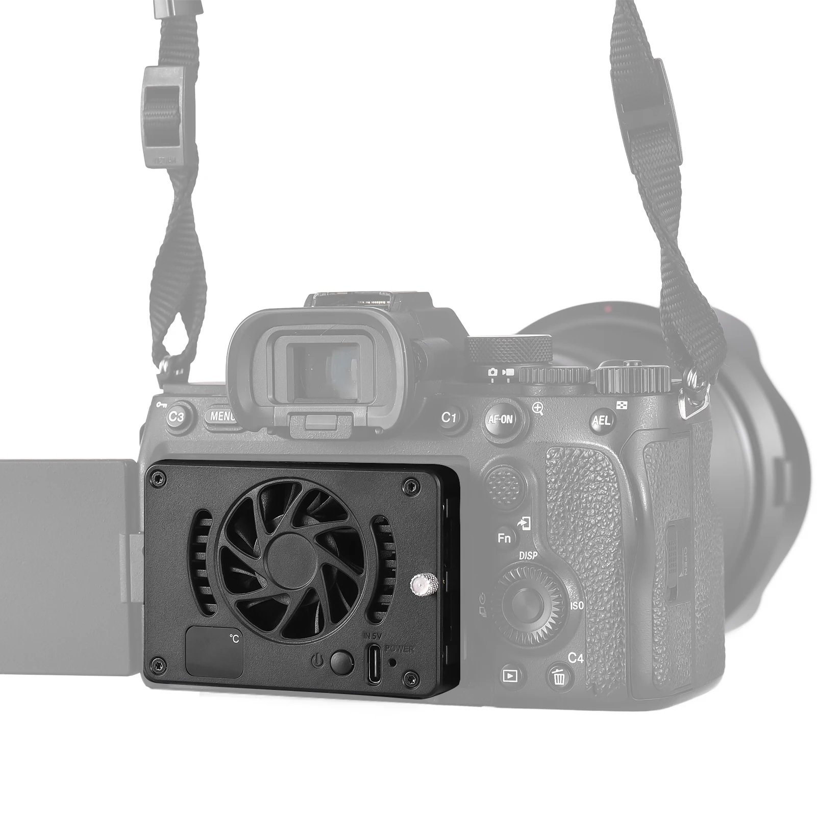 

Universal Camera Cooling Fan External Cooling Fan for Phone with OLED Display USB Powered Phone Clamp for Smartphone DSLR Camera