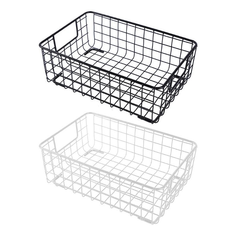 

Metal Wire Storage Basket with Handle Iron Fruit Sundries Container Dropship