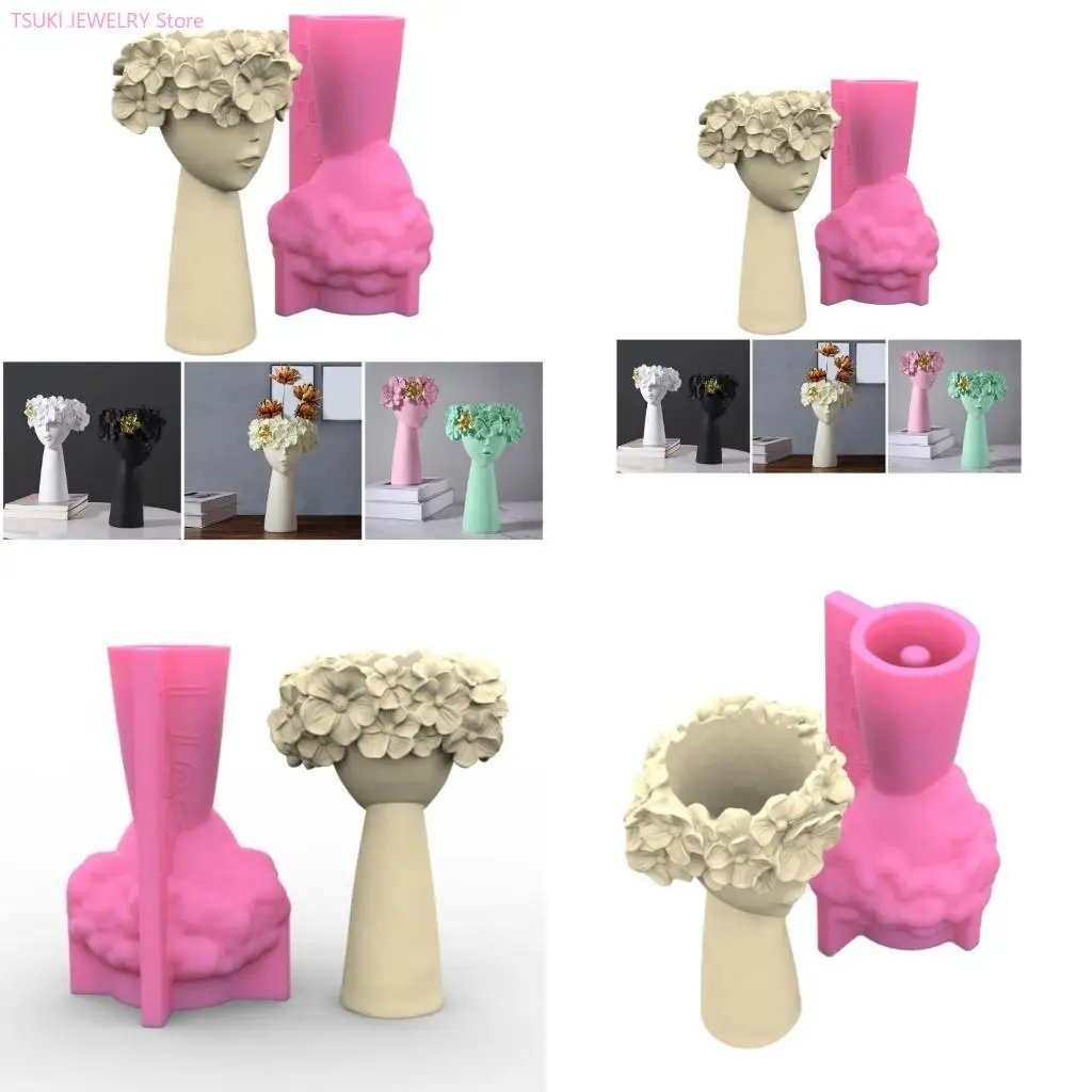 

62 KKE Flower Girl Flowerpot Силиконовая плесень держатель ручки цементный садовый