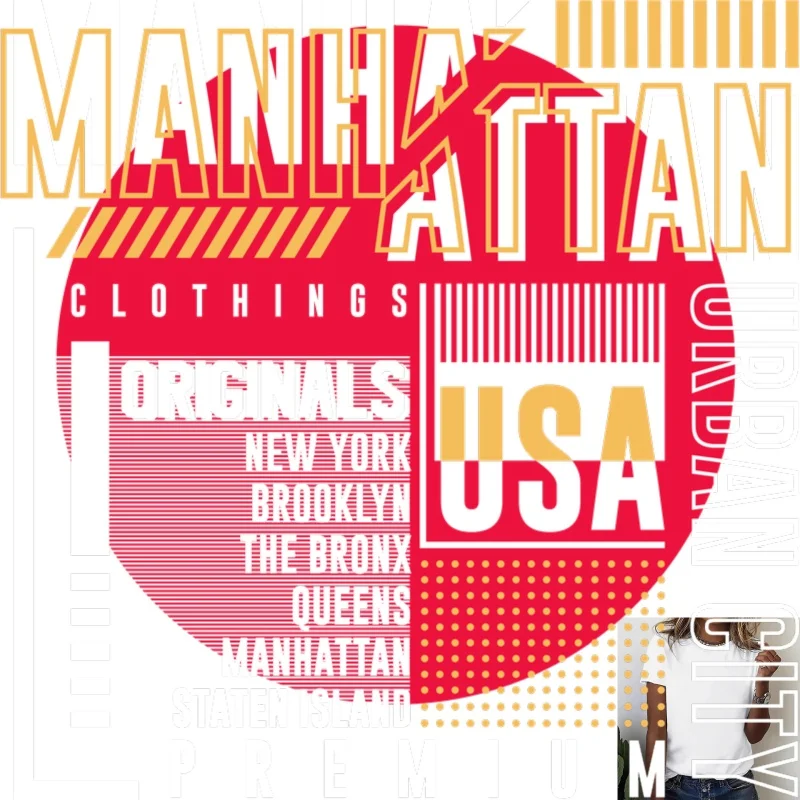 Vinilo Termoadhesivo de la Serie Manhattan de American Trendy, con Tinta Blanca, Apto para Camisetas, Bolsas de Lona, Estilo Urbano