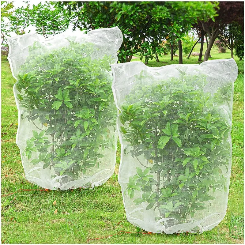 

Garden Pest Bird Netting (2PCS) 3.5x4.6FT - Drawstring Plant Cover Bags for Tomato Blueberry Insect Protection