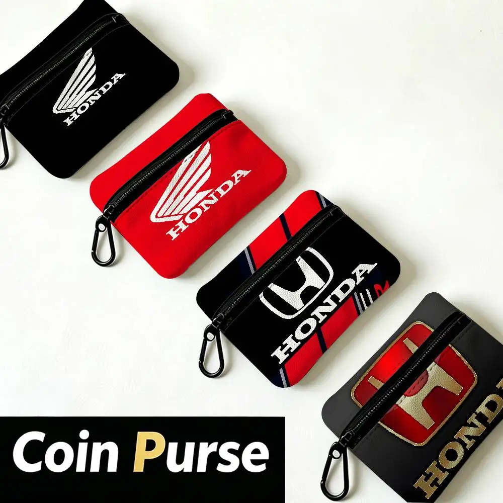 H-HRC H-HONDA Motorcycle Logo Mini Hanging Oxford Cloth Coin Bag Durable Zipper Key Card Pouch With Carabiner view 2