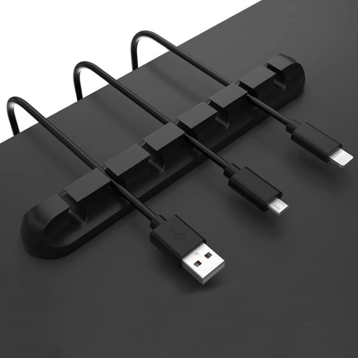 1 PCS 7-Hole Self-Adhesive Black Cable Organizer - Power Cable Managers, Home And Office Cable Management Tools