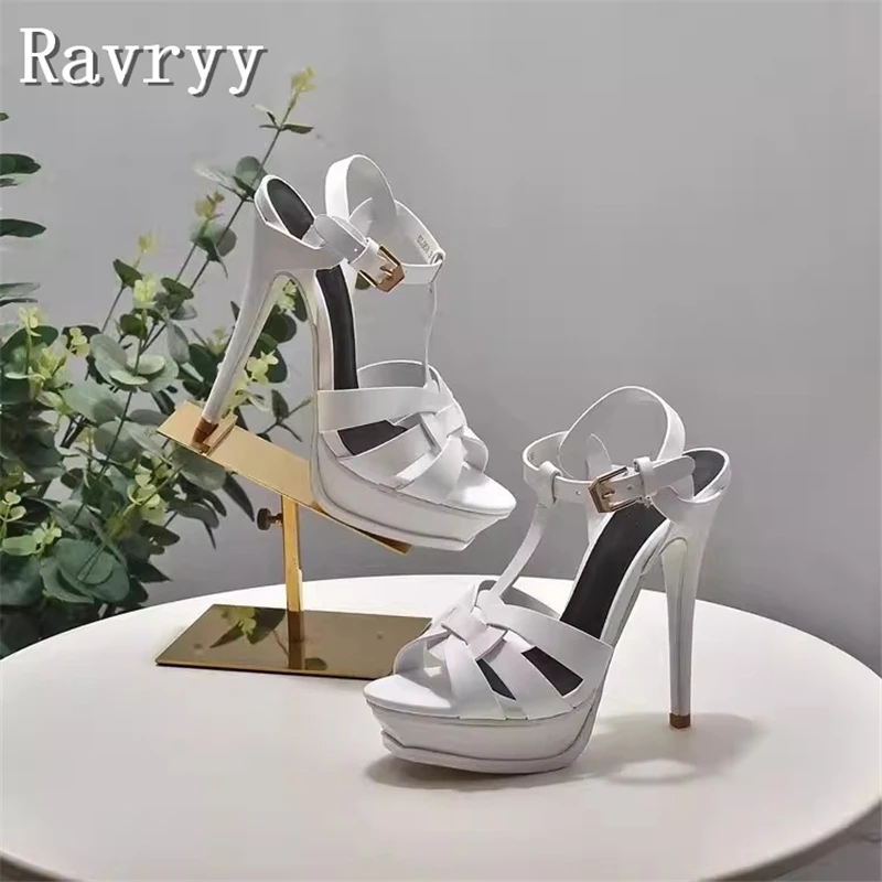 Designer Platform Super High Heels Sandals Women Summer New Open Toe Buckle Ankle Strap Stiletto Wedding Party Shoes