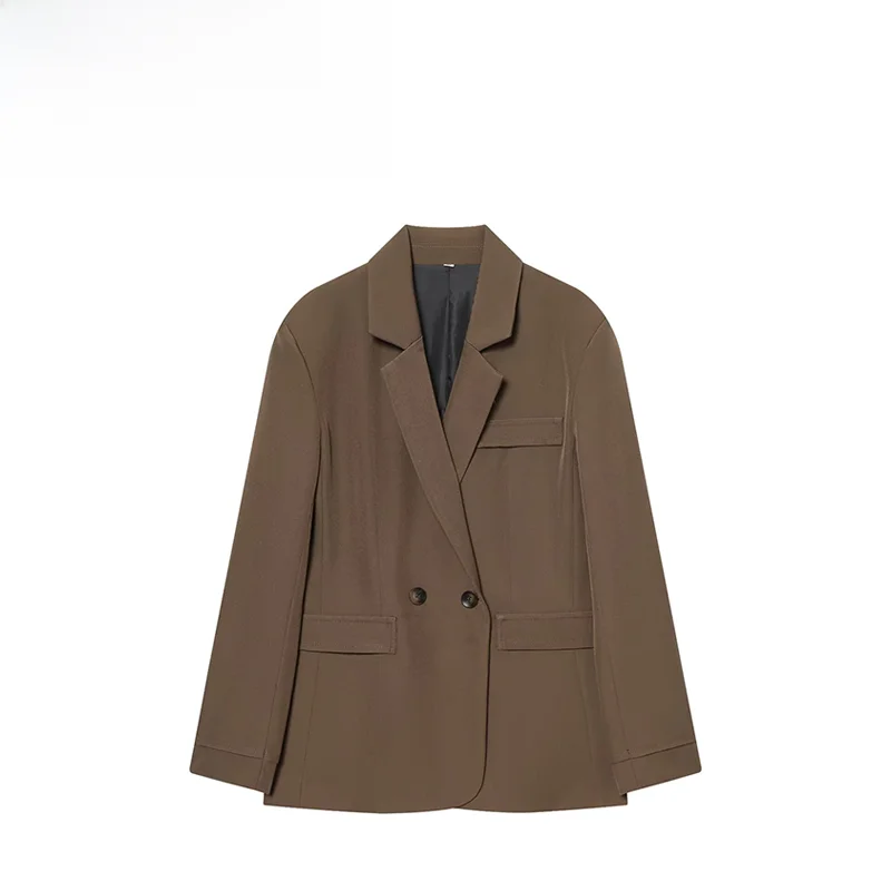 

Модный двубортный костюм с подплечниками ZR, осенняя новинка, женская деловая одежда из полиэстера, элегантный стиль