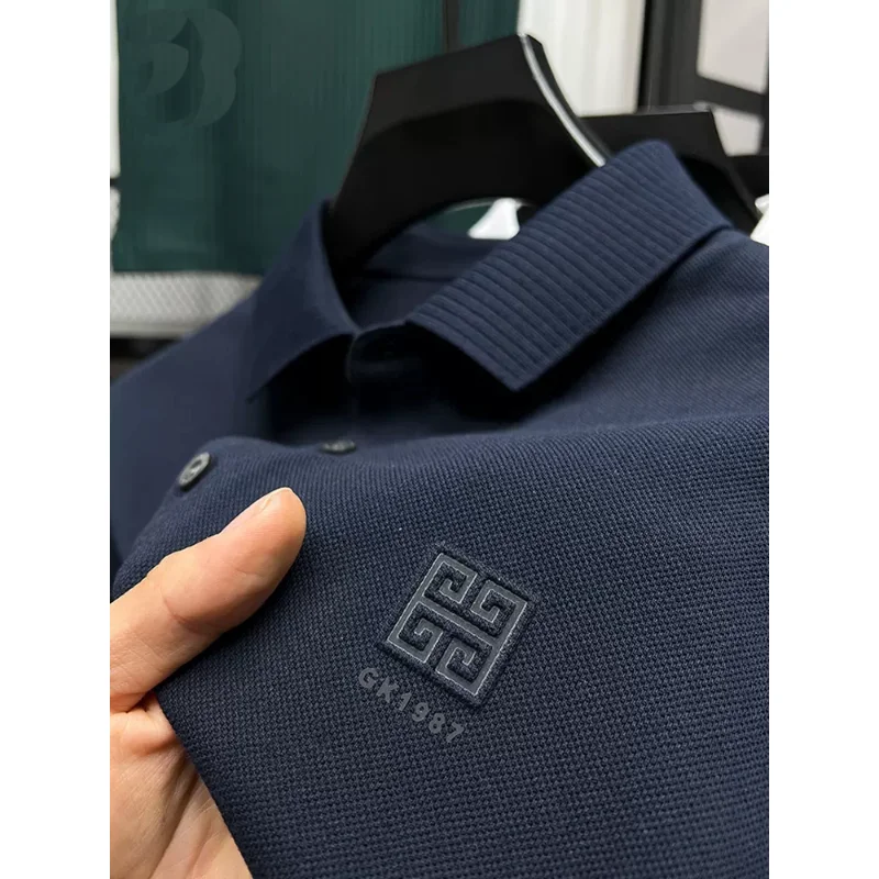 Polo de manga corta con solapa para hombre, camisa informal de marca de lujo, de alta calidad, con estampado de moda, de diseñador, M-4XL, 100%