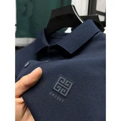 Polo de manga corta con solapa para hombre, camisa informal de marca de lujo, de alta calidad, con estampado de moda, de diseñador, M-4XL, 100% algodón