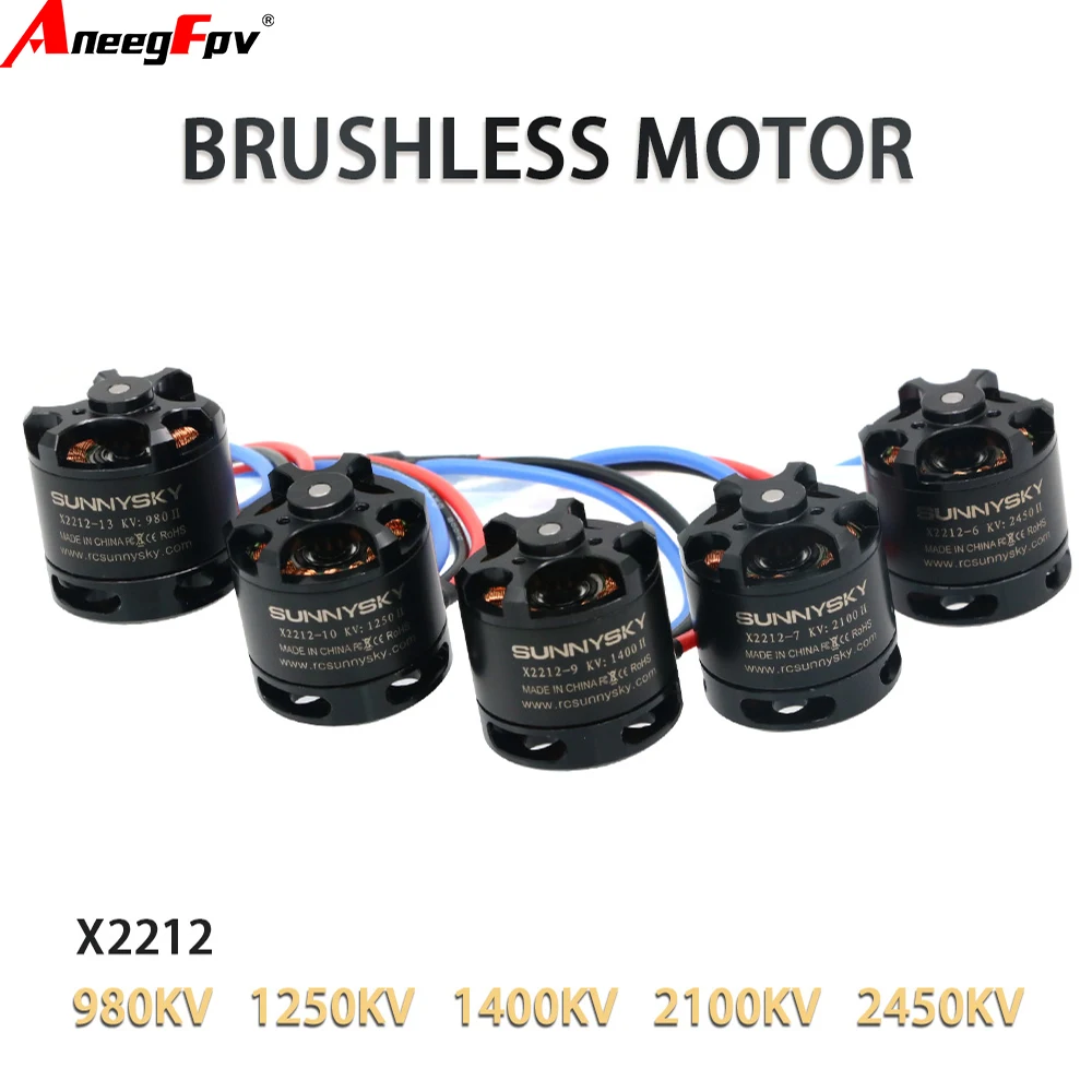 

SUNNYSKY X2212 980KV KV1400//2450 /1250 Brushless Motor (Short shaft ) for Rc FPV Drone Quad-Hexa copter