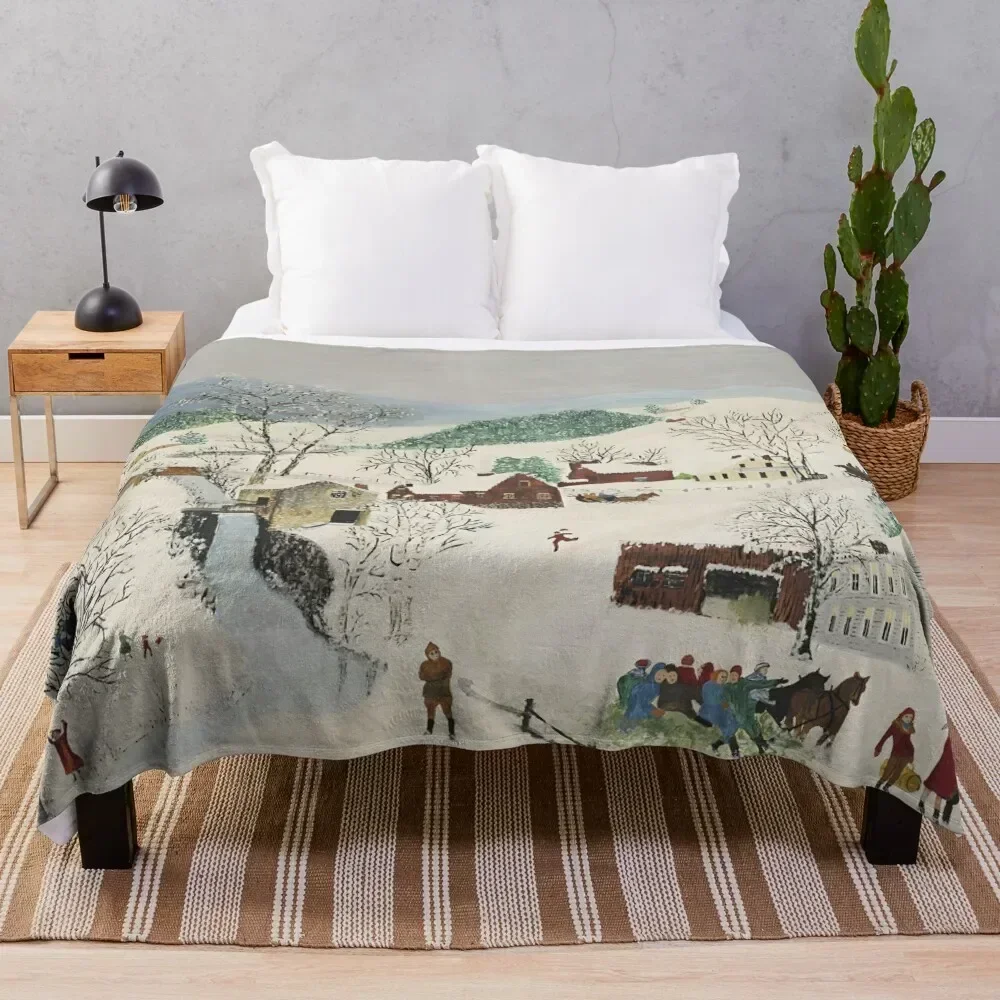 

Grandma Moses art Throw Blanket Color Fast Cozy Throw Blanket