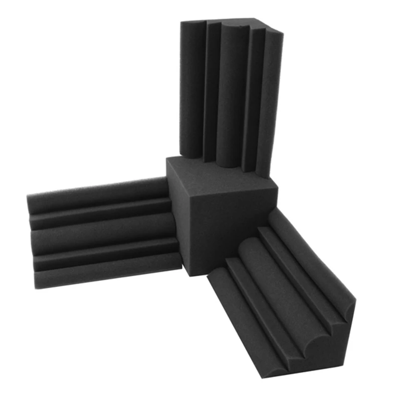 4Pcs/Set Acoustic Foam 1Pc 15X15X15cm Square Sound Insulation Foam+3Pcs 12X12X24cm Bass Trap Wall Foam Flame Retardant