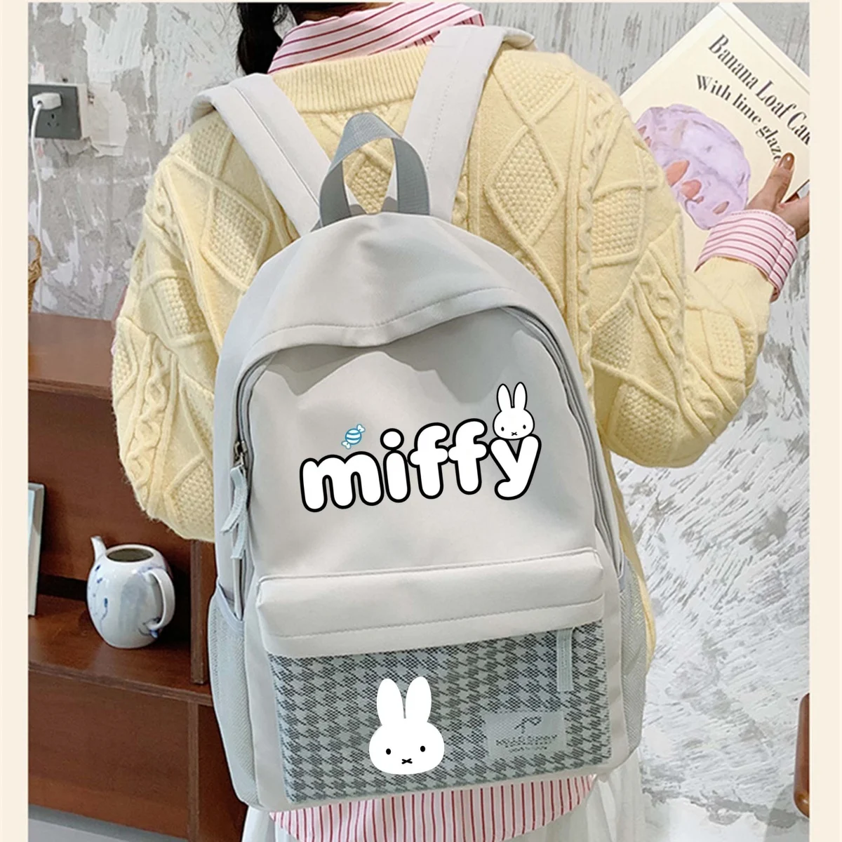 

New Miffy Backpack Kawaii Girls' Large Capacity Versatile Canvas Bag Handbag Student Cartoon Fashion Travel Bag Crossbody Bag