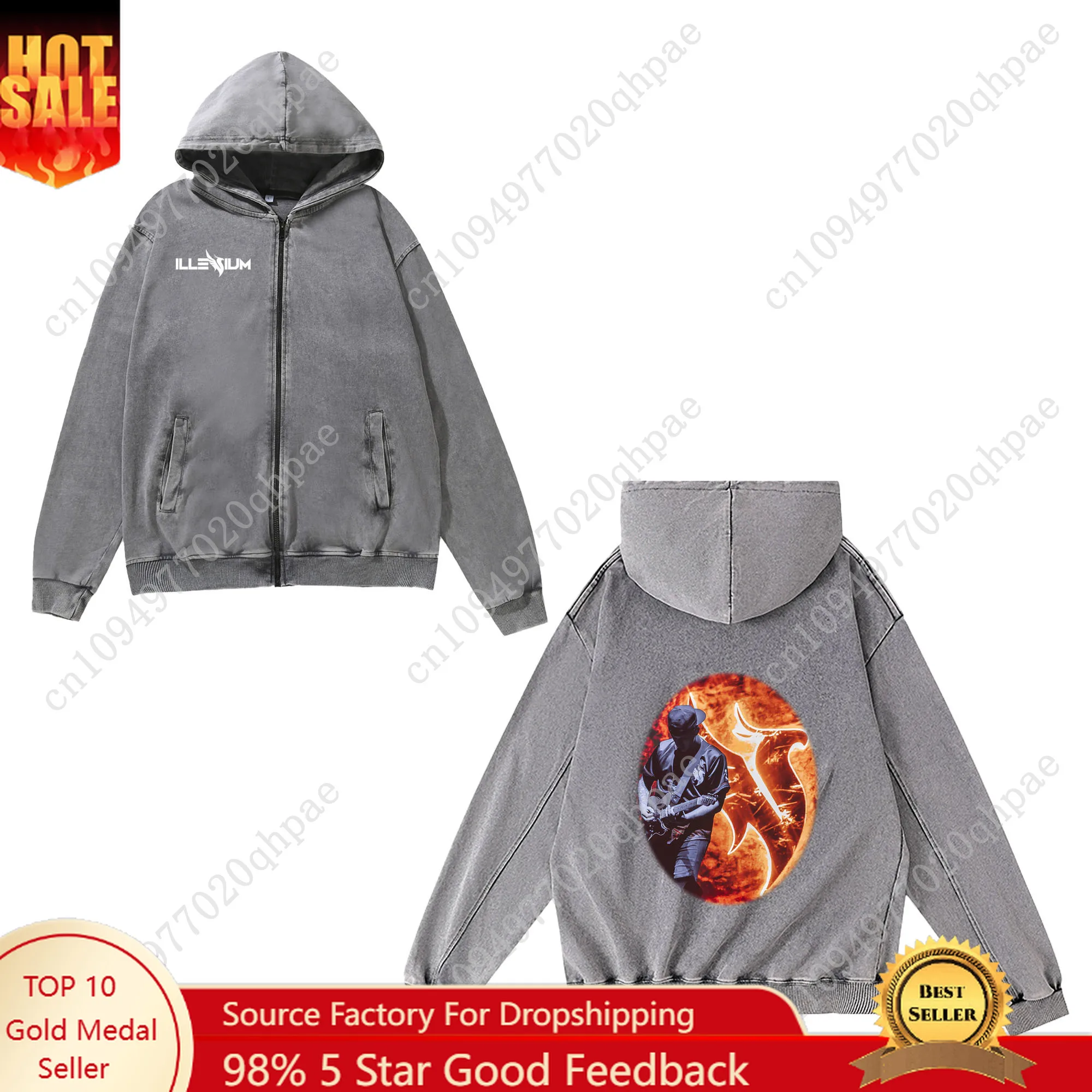 

Illenium Zipper Sweatshirt Man Woman Teenager Retro Hoodies Vintage Pullover Sweat Shirt with Pocket Full Zip Jacket Tops