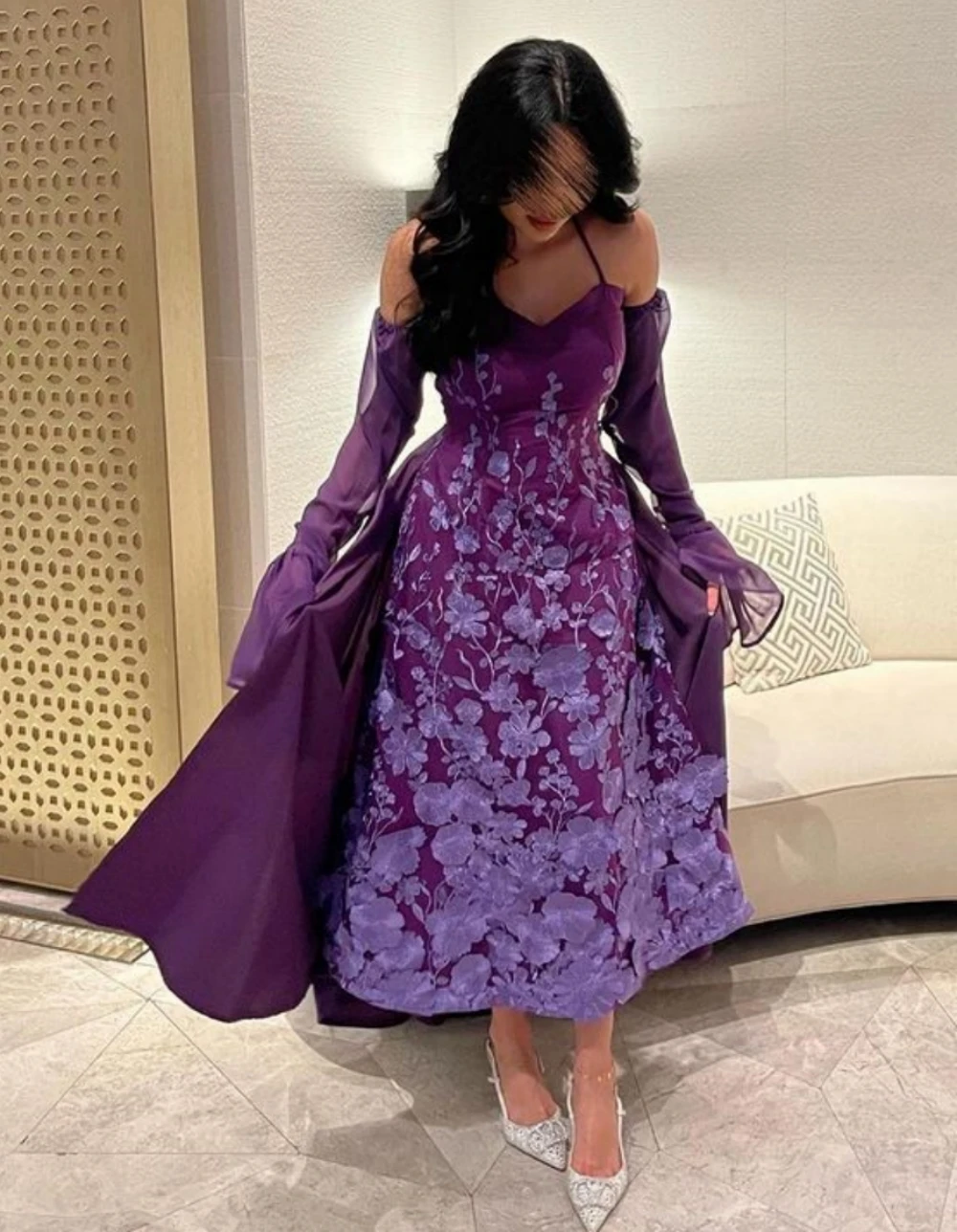 Prom Dresses Halter A-line Anke Length Evening  Flower Lace Satin Formal Occasion Gown vestidos para eventos especiales