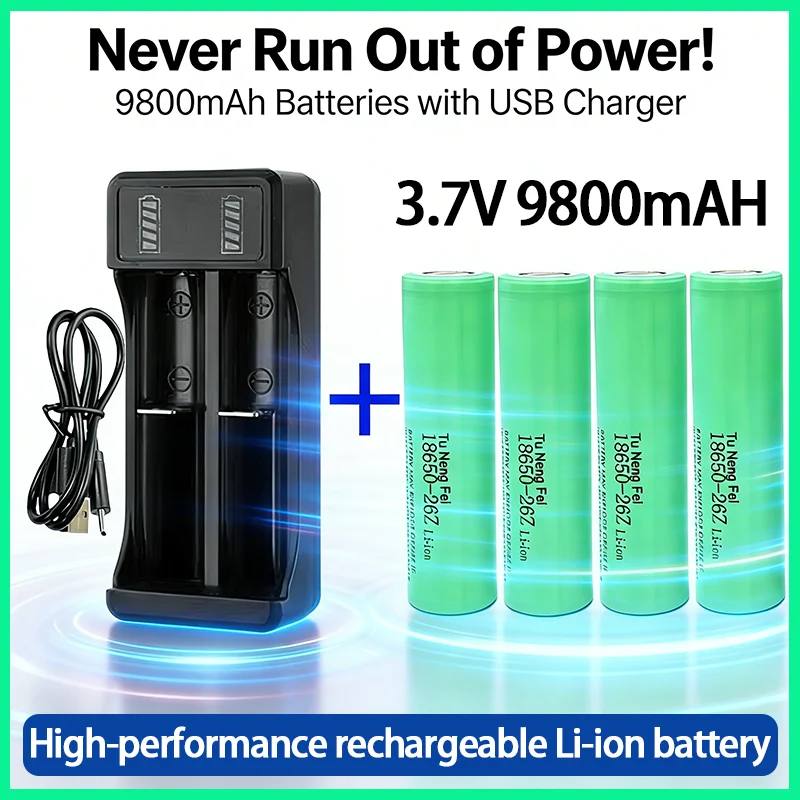 

Новая оригинальная литиевая аккумуляторная батарея NCR18650B 26Z 3.7V 9800mAh 18650 (2026 год) для игрушек, инструментов, фонариков и т.д.