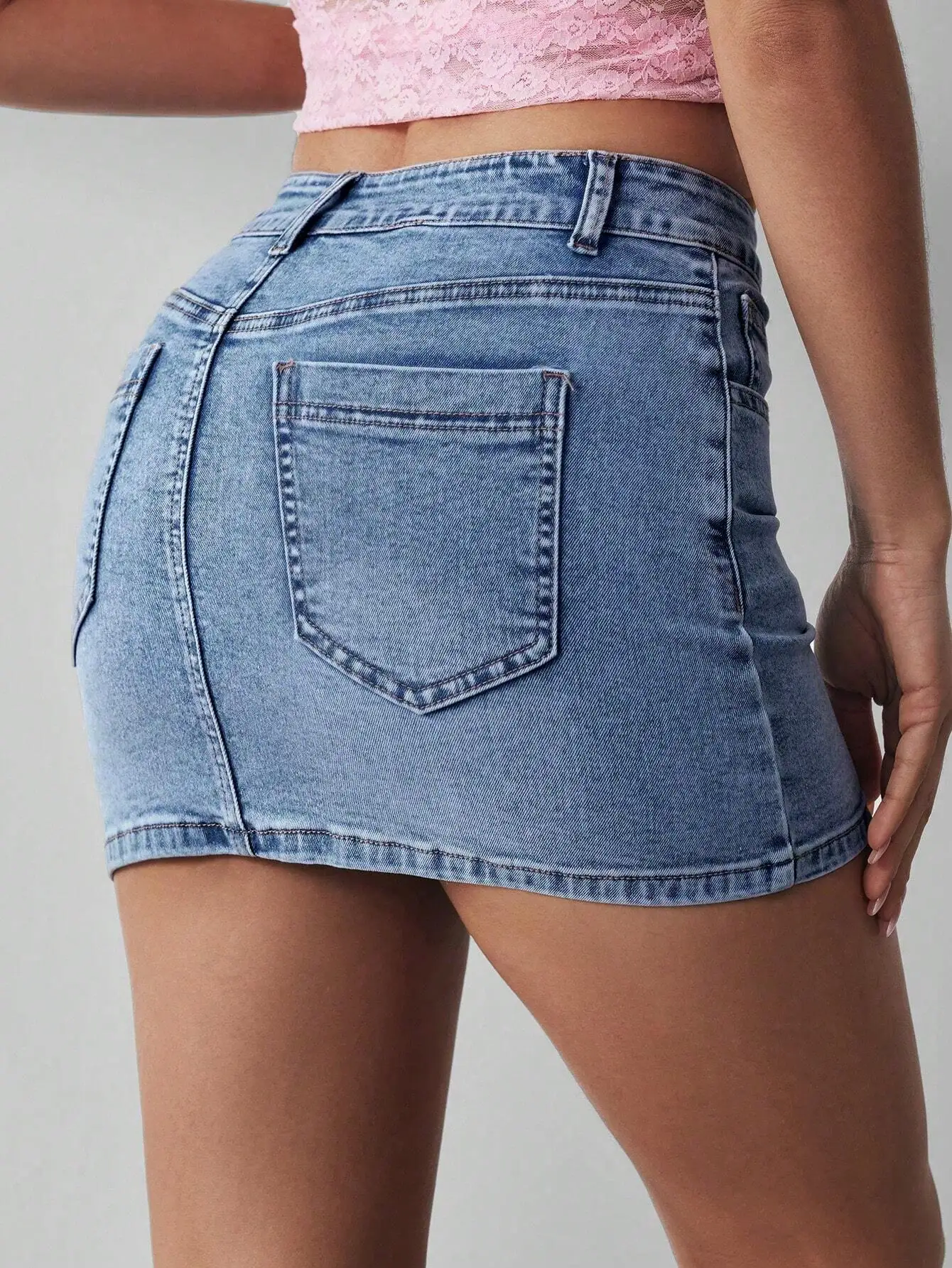 

Slant Pocket Bodycon Denim Mini Skirt Y2k Style