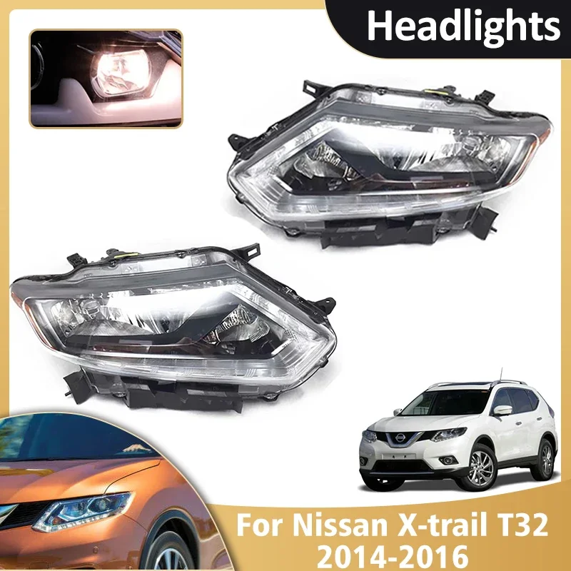 For Nissan X-trail Rogue T32 MK2 2014 2015 2016 Halogen Front Headlight Assembly Running Driver Fog Lamp Light Car Accessories