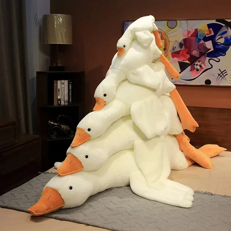 50-190cm Cute Big White Goose Plush Toys Kawaii Huge Duck Sleep Pillow Cushion Soft Stuffed Animal Doll Birthday Gift for Kids