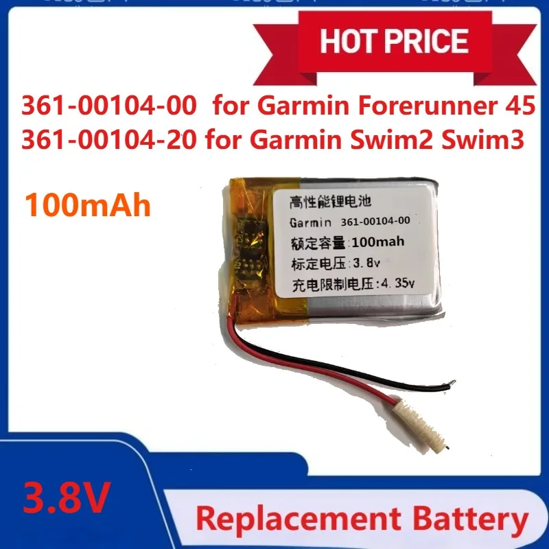 

New 361-00104-00 Replacement Battery for Garmin Forerunner45 361-00104-20 for Garmin Swim2 Swim3 Ticwatch Batteries 100mAh