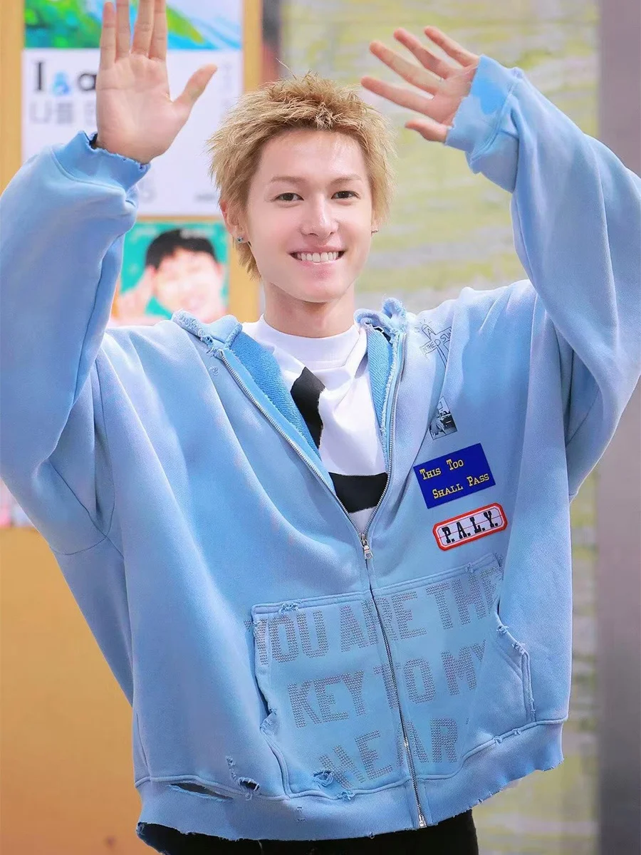 

American Waed Vintage Zipper Hoodie Jaet Loose Fit Cotton Polyester Casual Wear for Men And Women Youth ular Winter Ou...