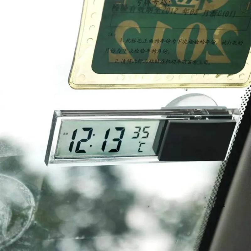 Nova venda quente 2 em 1 relógio de carro automóvel termômetro otário tipo relógio termômetro transparente lcd relógio digital 10 botão célula