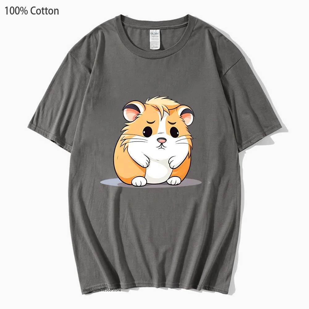 

Sad Hamster T-Shirts Girls Kawaii Cute Tshirts High Street Kpop Streetwear 100% Cotton Women Top Mens Unisex Tee Y2k Clothes